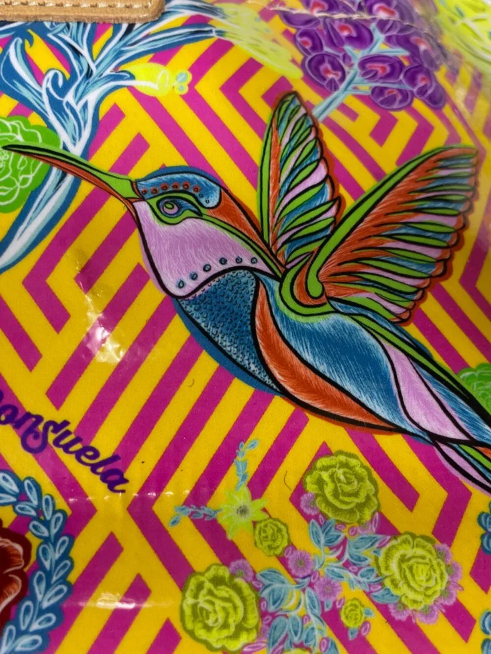 Consuela Hummingbird Grab N' Go Small Mini Tote Bag 8.5" x 9" Tropical Travel! - Picture 3 of 6